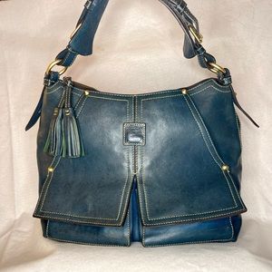 EUC Dooney & Bourke Kingston Florentine Hobo Tote Bag Purse - Ocean Blue